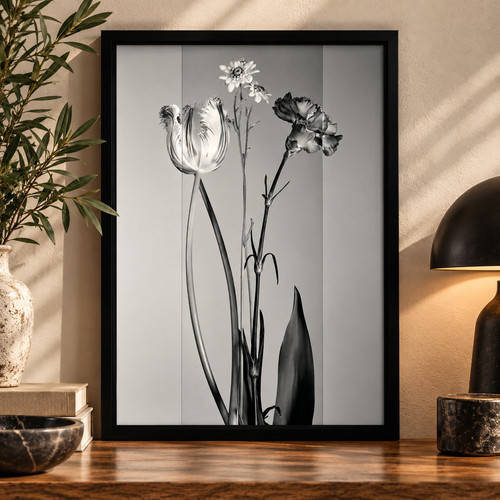 Black white botanical wall - white,