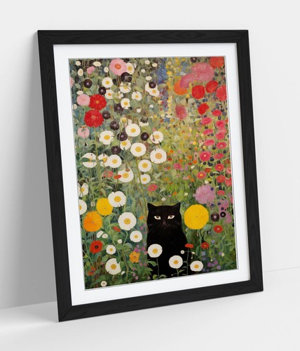 Gustav klimt fluffy black - black, cat