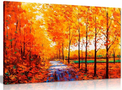 Autumn trees orange canvas - autumn,