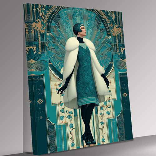 Art deco girl - elegant, fur