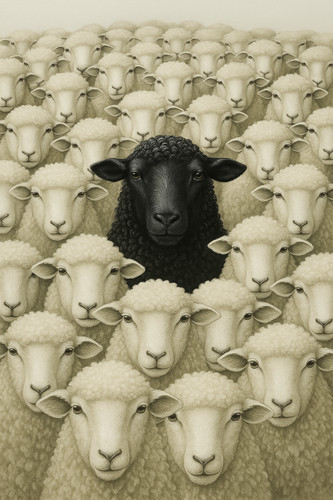 Different black sheep - be,