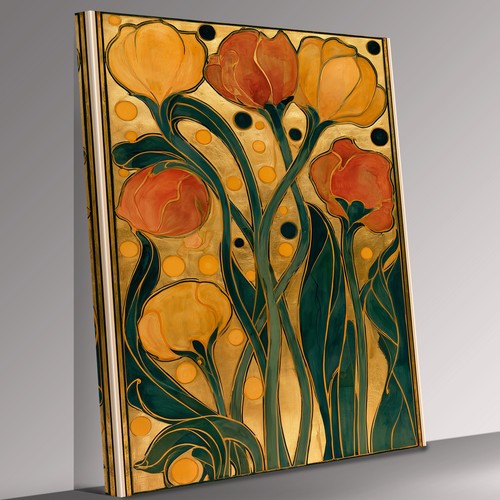 Art nouveau floral gold - nouveau,