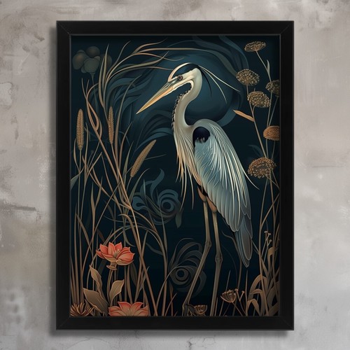 Heron art deco wall - art, print
