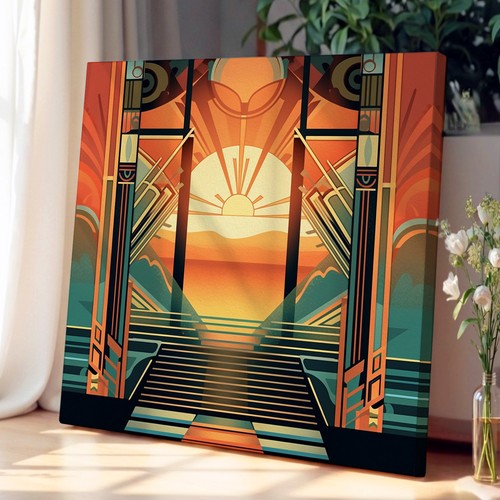 Sunrise art deco canvas wall - art,
