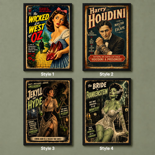 Retro vintage movie poster - retro, art