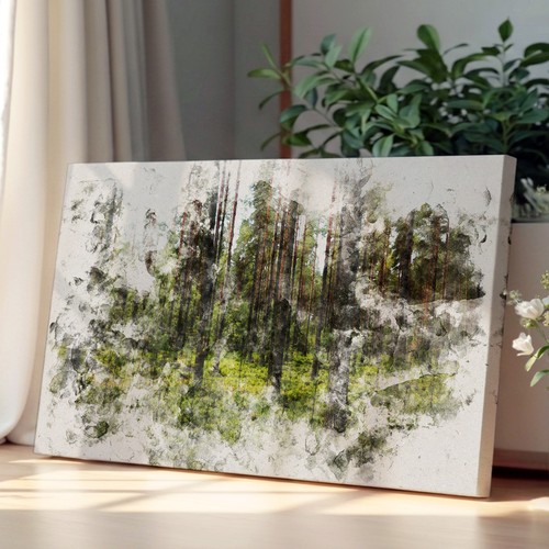 Green forest canvas wall - forest, art
