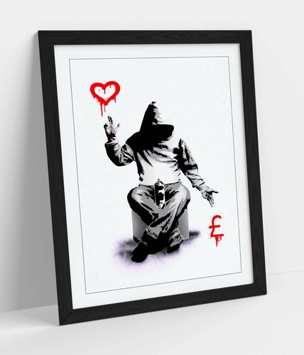 Banksy love money framed - love,