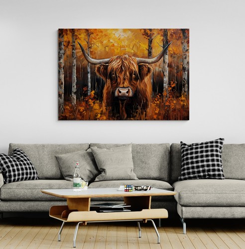 Highland cow animal canvas - cow,