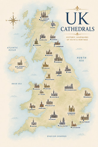 Cathedrals map historic - cathedrals,