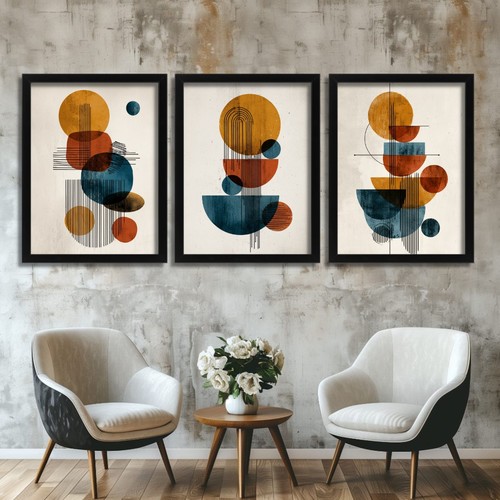 Modern geometric wall art set - modern,