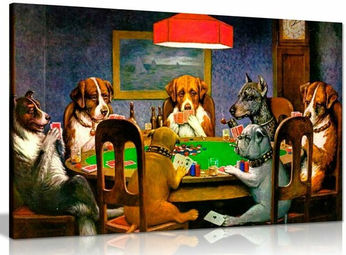 Pokers dogs playing cards - playing,