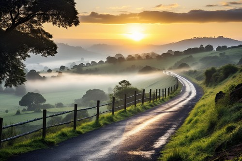 Countryside sunset canvas - countryside,