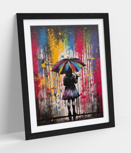 Banksy style umbrella girl - style,