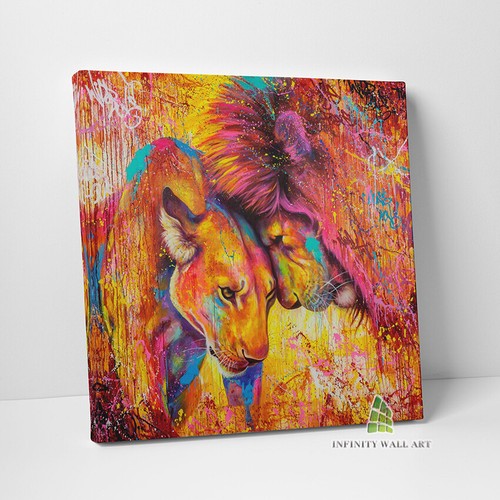 Lion love graffiti canvas - love,