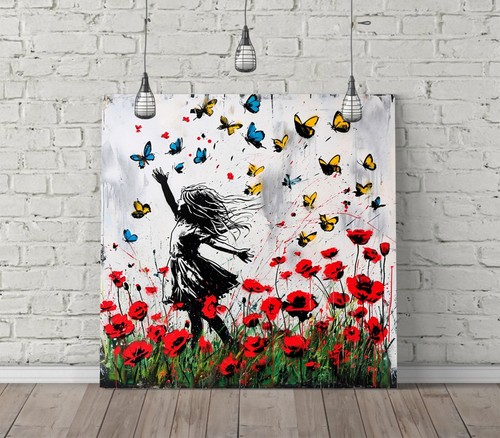 Girl flowers banksy - girl, in