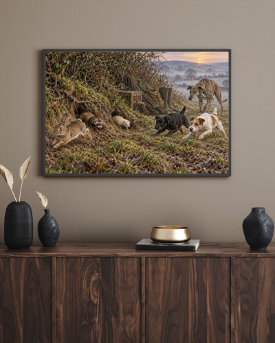 Ferreting dogs art print - dogs,