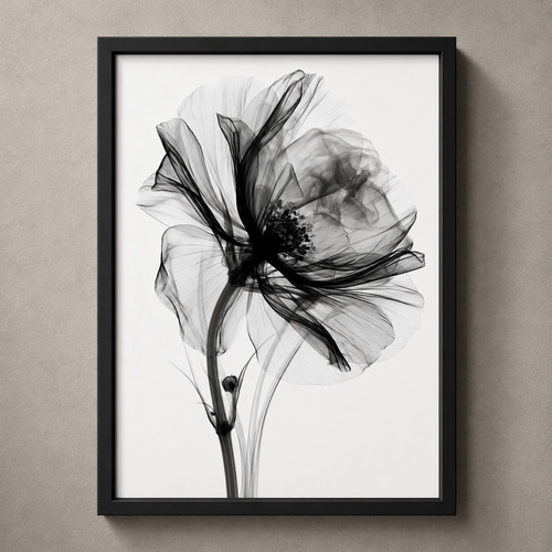 Black white floral wall art - floral,
