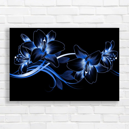 Abstract flowers blue canvas - abstract,