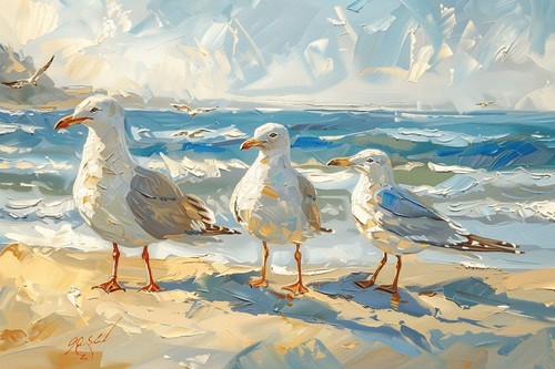 Seagulls beach seaside canvas - beach,