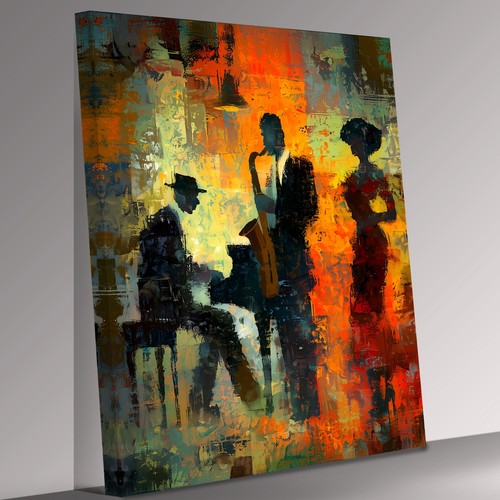 Abstract jazz music canvas - jazz,