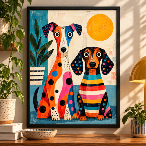 Colourful dog wall - colourful, art