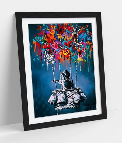 Banksy boy hot air - boy, balloon