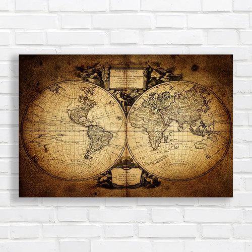 Map world 1752 canvas print - world,