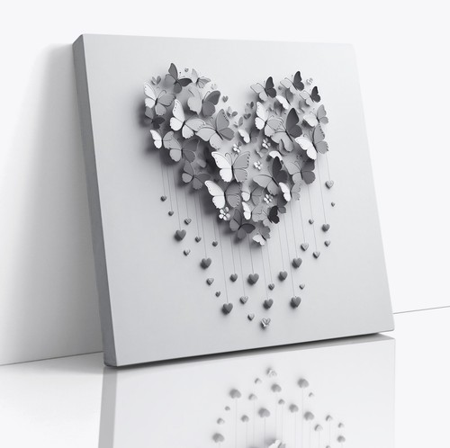 Grey butterflies heart - grey,