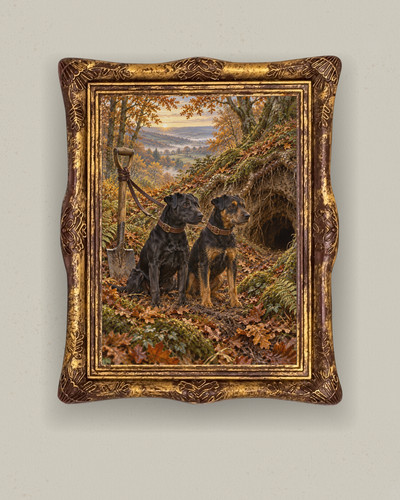 Working terriers woodland art - terriers,