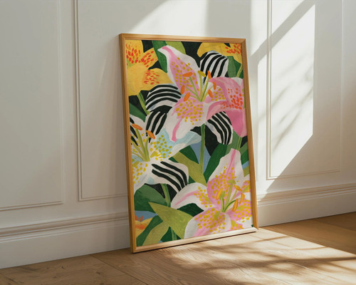 Stripe flower lily art - lily,