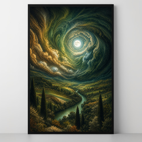 Moonlit vortex landscape over - moonlit,