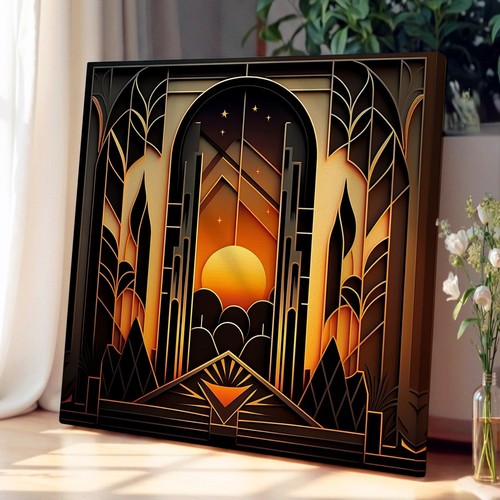 Art deco sunset - sunset,