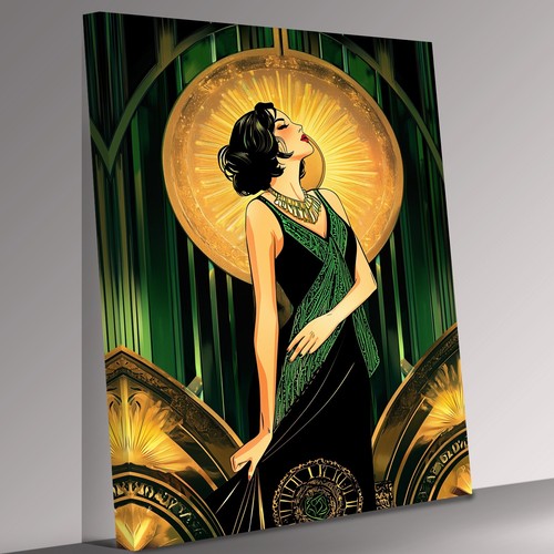 Art deco flapper lady - deco, roaring