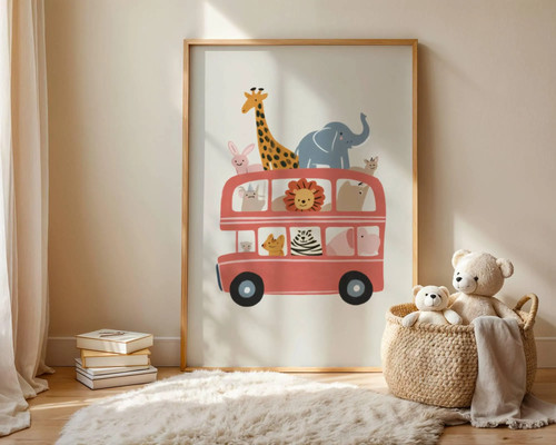 Animal bus nursery - nursery, print