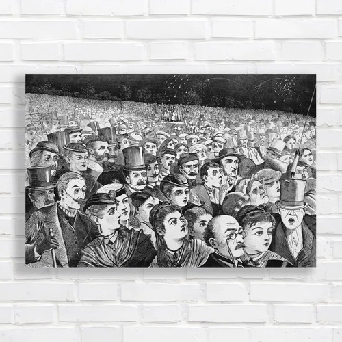 Vintage crowd scene - crowd, black