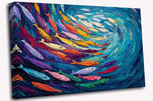 Colourful fish swirl canvas - swirl,
