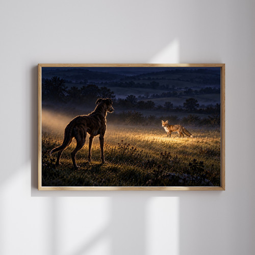 Lurcher and fox - lurcher,